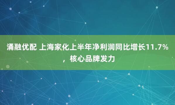 涌融优配 上海家化上半年净利润同比增长11.7% ，核心品牌发力