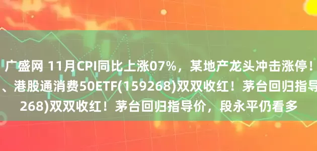 广盛网 11月CPI同比上涨07%，某地产龙头冲击涨停！消费ETF(159928)、港股通消费50ETF(159268)双双收红！茅台回归指导价，段永平仍看多